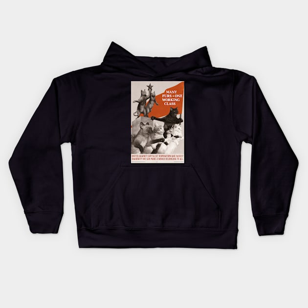 Soviet Cat Poster - Many Furs One Working Class Kids Hoodie by nathannunart